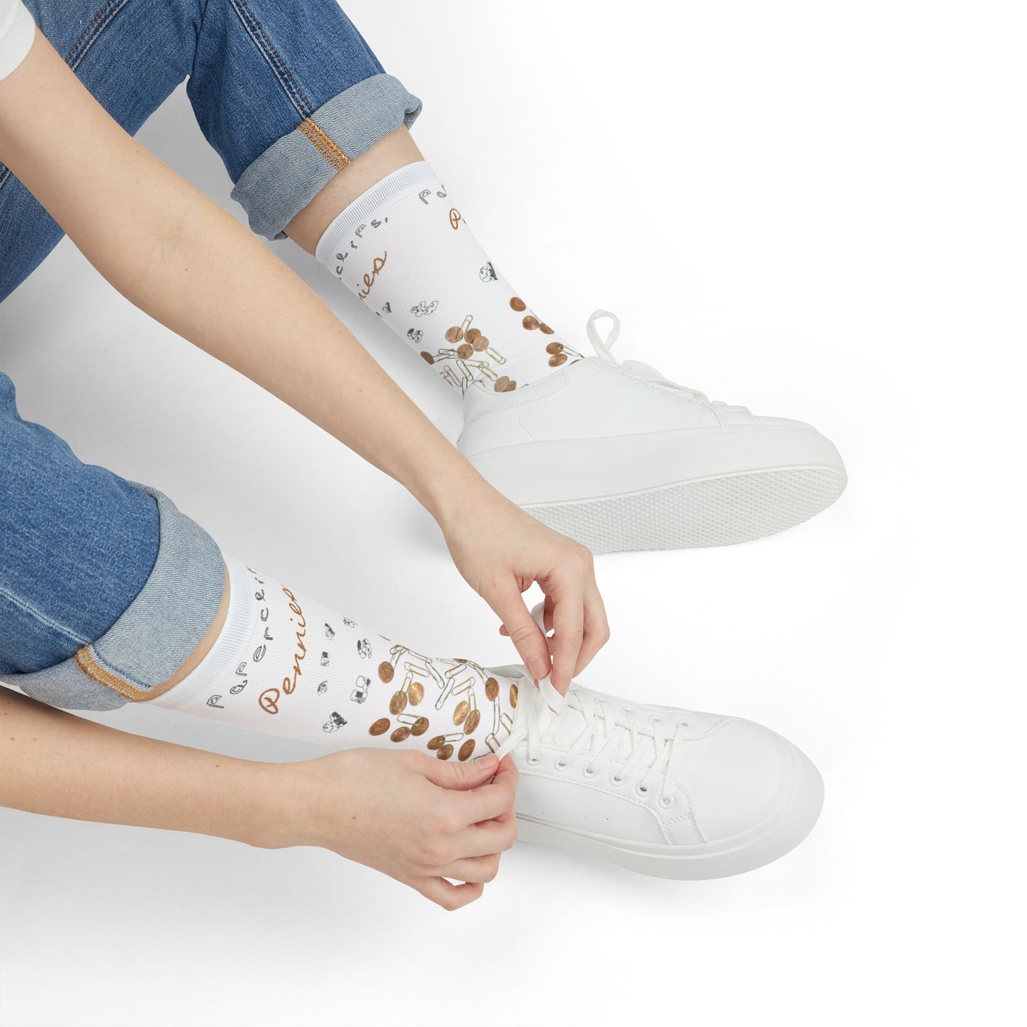 Paperclips, Pennies and Dust Sublimation Socks - S # 4 - A Noel Carol Originale