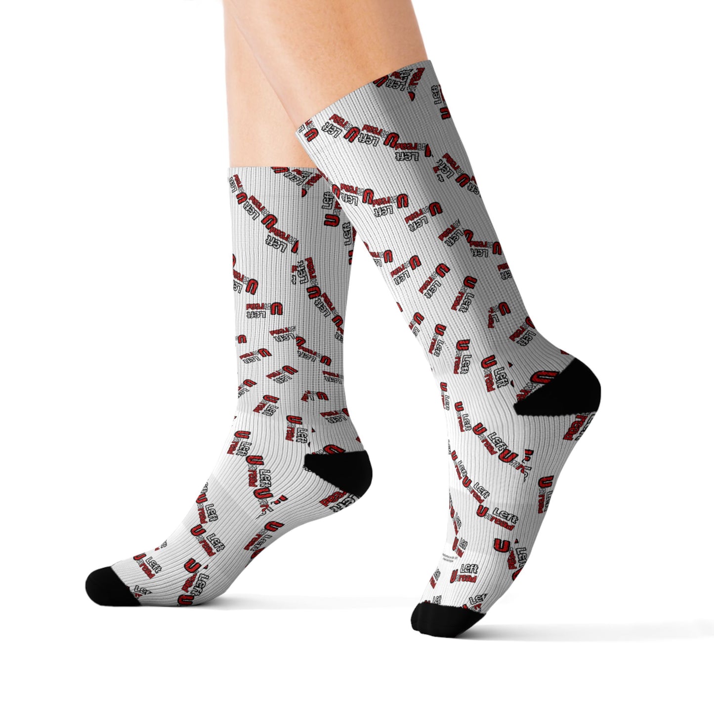 Left Unread Sublimation Socks - A Noel Carol Originale