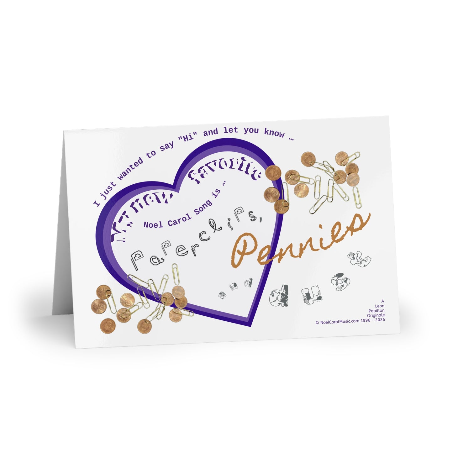NoelCarolMusic Greeting Card | Paperclips, Pennies and Dust | (Box of 10)