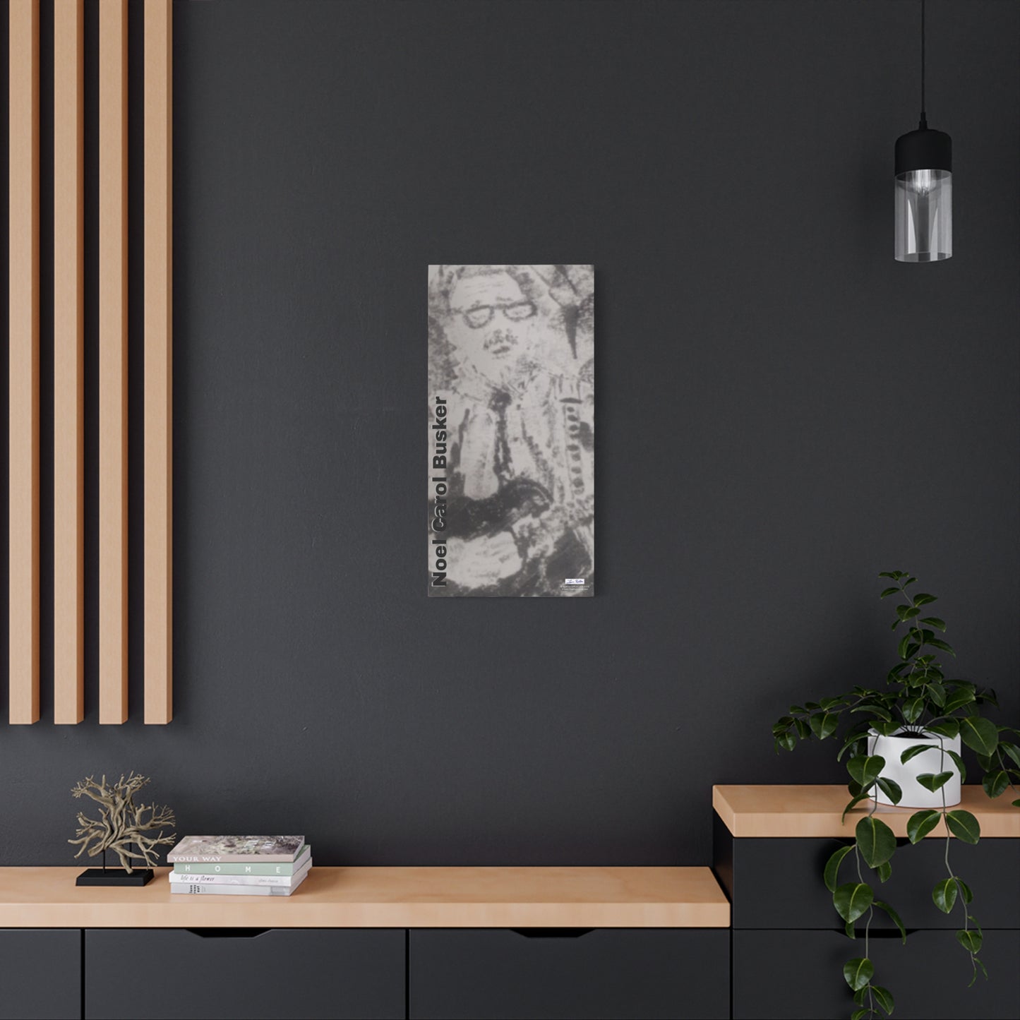 Noel Carol Busker Charcoal Portrait Wall Art - A Leon Papillon Originale 15" x 30"