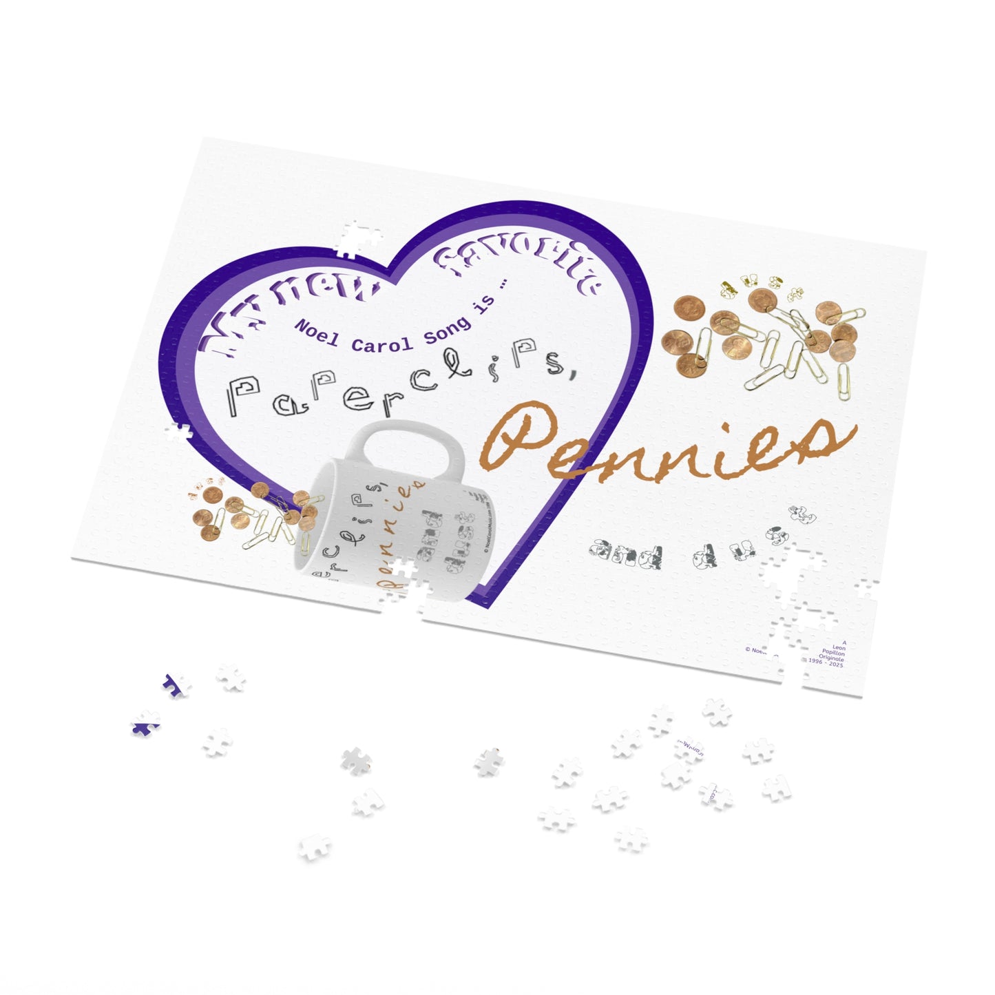 My New Favorite Noel Carol Song is … Paperclips, Pennies and Dust P#2 - A Leon Papillon Originale 1000-pce - 30" x 20"