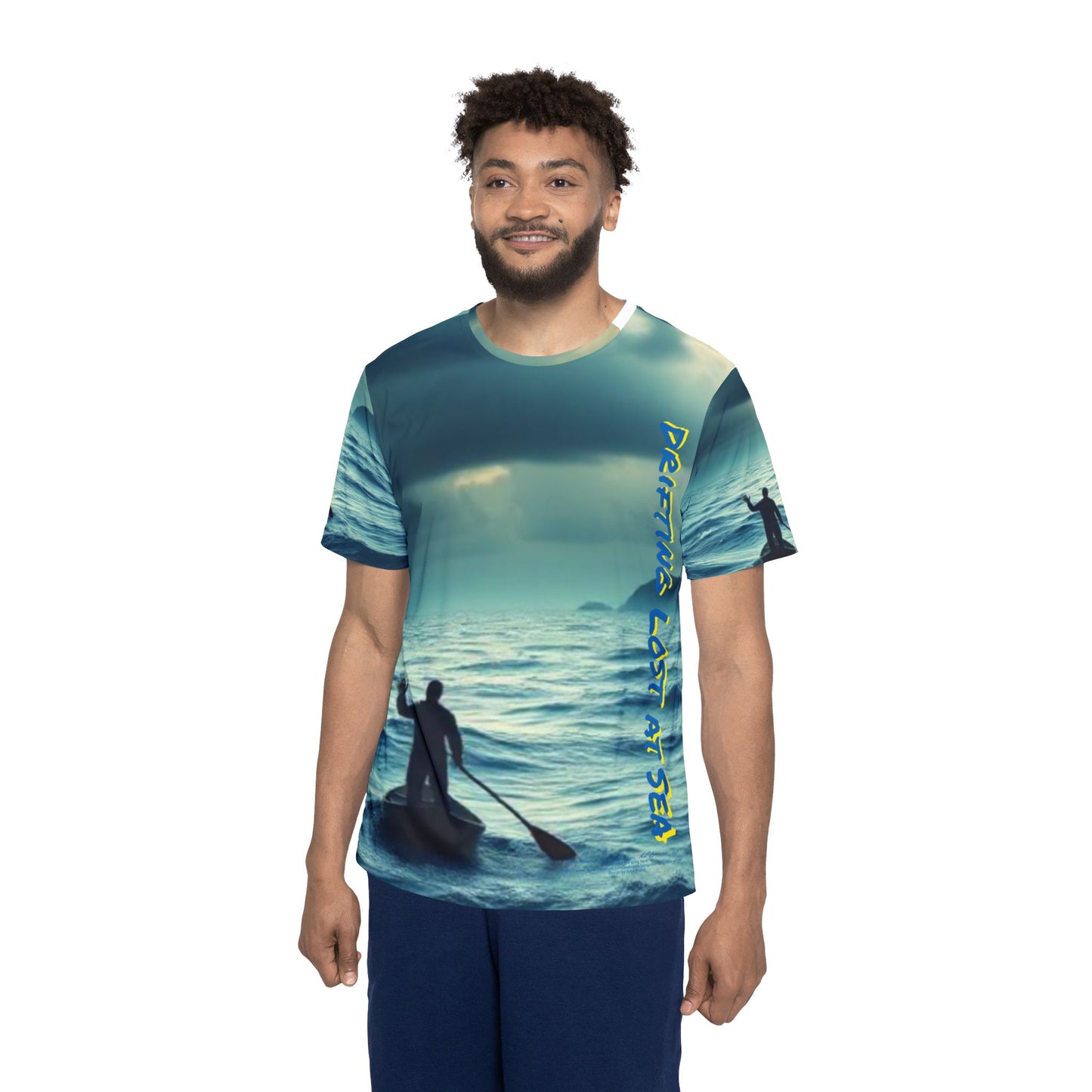 Drifting Lost at Sea T-shirt | Men's Sports Jersey (AOP) T # 1 | A Noel Carol Originale