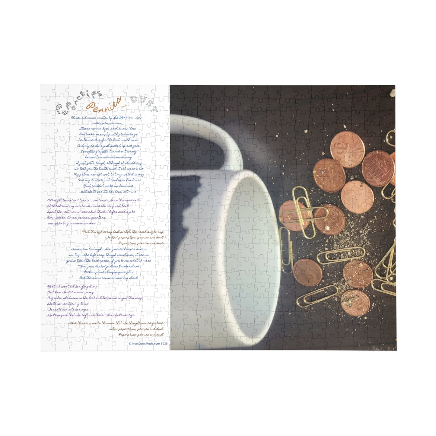 Paperclips, Pennies and Dust PUZZLE #2 Complete song lyrics (96, 252, 500, 1000-Piece)