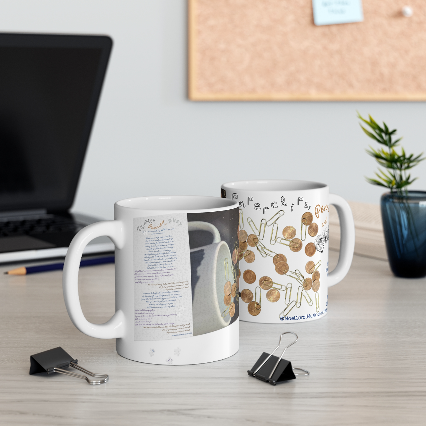 Paperclips, Pennies and Dust by Noel Carol - 11oz Mug - A Leon Papillon Originale